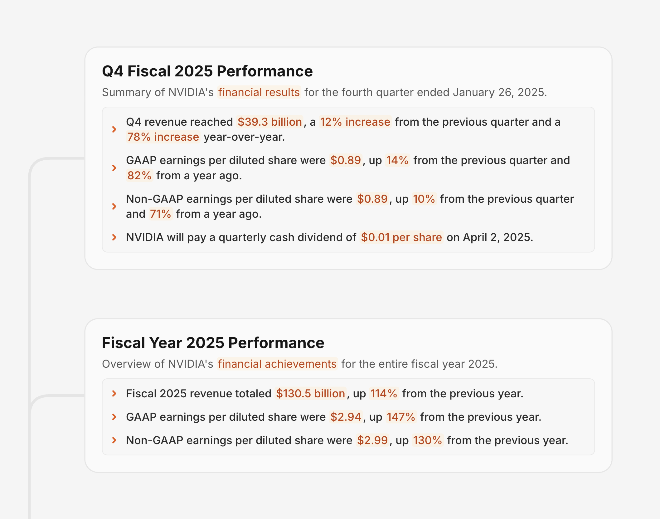 Relic AI highlighting key insights in summarized text